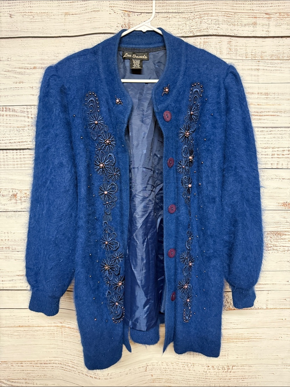 Vintage 80s Lee Sands Angora Sweater Jacket